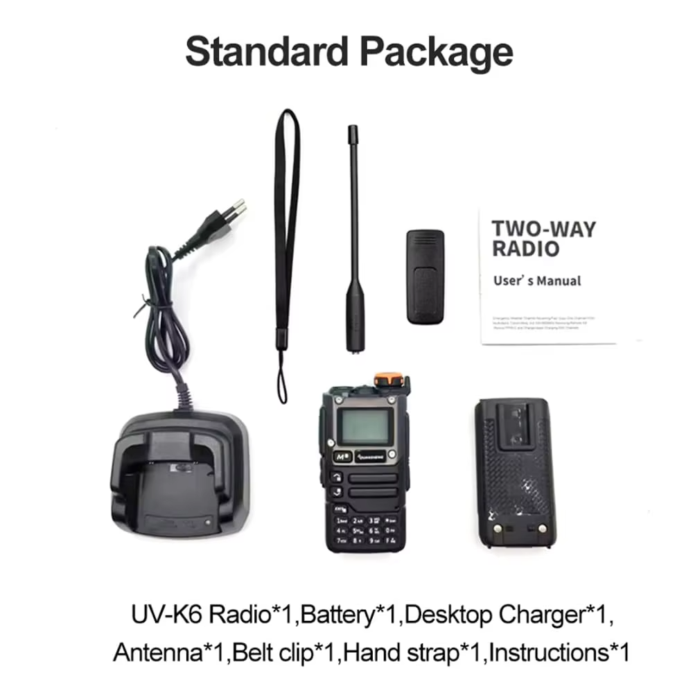 Quansheng UV K6 5W Air Band TPYE-C Charge Display UHF VHF Dual Band Walkie Talkie Weather Ht Am Fm Wireless Two Way